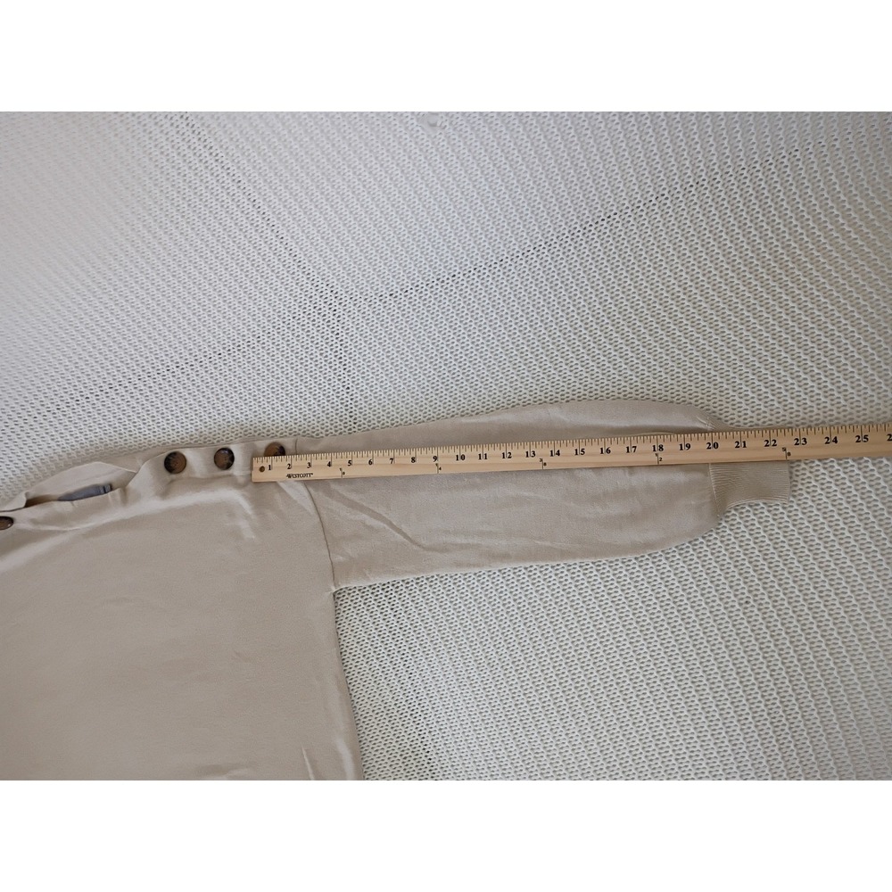 b.young Beige Button Shoulder Sweater L Fits M Neutral Essential Classic NWOT - Picture 15 of 15